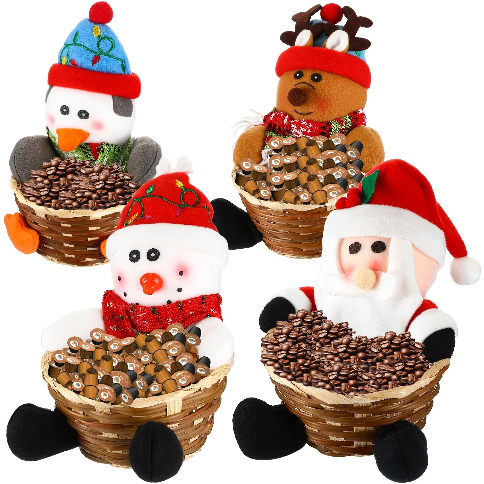 1 قطعة عيد الميلاد الديكور سلة الحلوى سلة مغزولة عيد الميلاد منضدية الديكور للمنزل هدايا عيد الميلاد السنة الجديدة 2025 #5