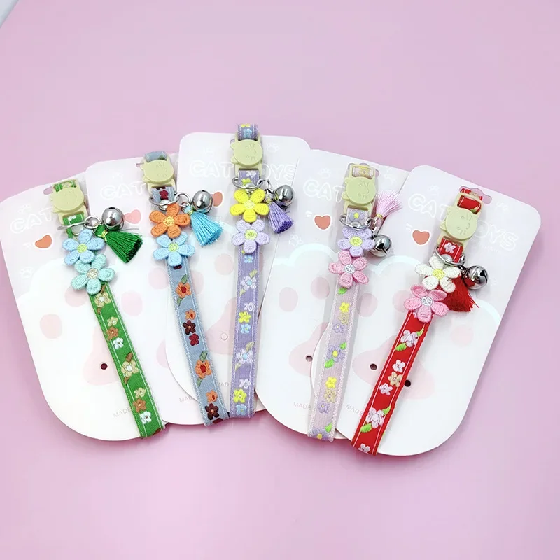 Cute Pet Collar,adjustable Cat Collars with Flower Tassel Decoration, Safety Buckle Bell To Prevent Lost Cat Collar,pet Supplies