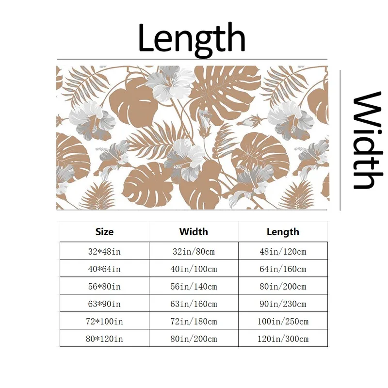 Neutral Tropical Monstera Hibiscus Leaf carpet flooring, Retro Botanical Area Rug for Living Room Bedroom Household Floor Decor view 7