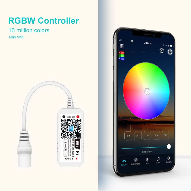RGBW RGB Controller Magic Home APP Work with Amazon Alexa Google Home for DC12-24V RGB LED Strip Light Voice Control Dimmer