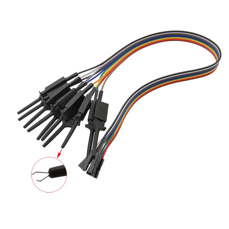 10Pcs Test Hook Clip Logic Analyzer Cable Jumper Wire Test Clamp Kit 20CM 30CM Yellow Red Black Green White Blue