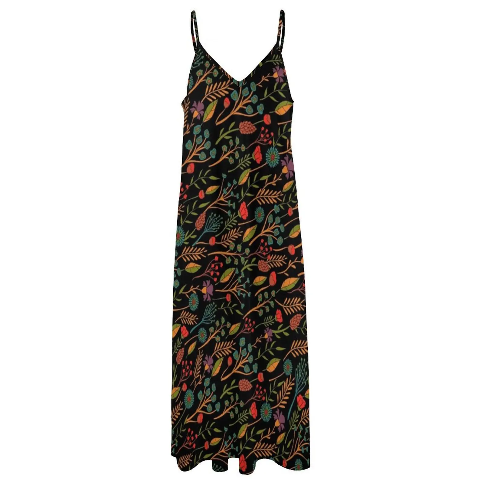 Teal, Red, Orange, Green, Turquoise & Black Floral Pattern Sleeveless Dress Women's skirt women formal occasion dresses