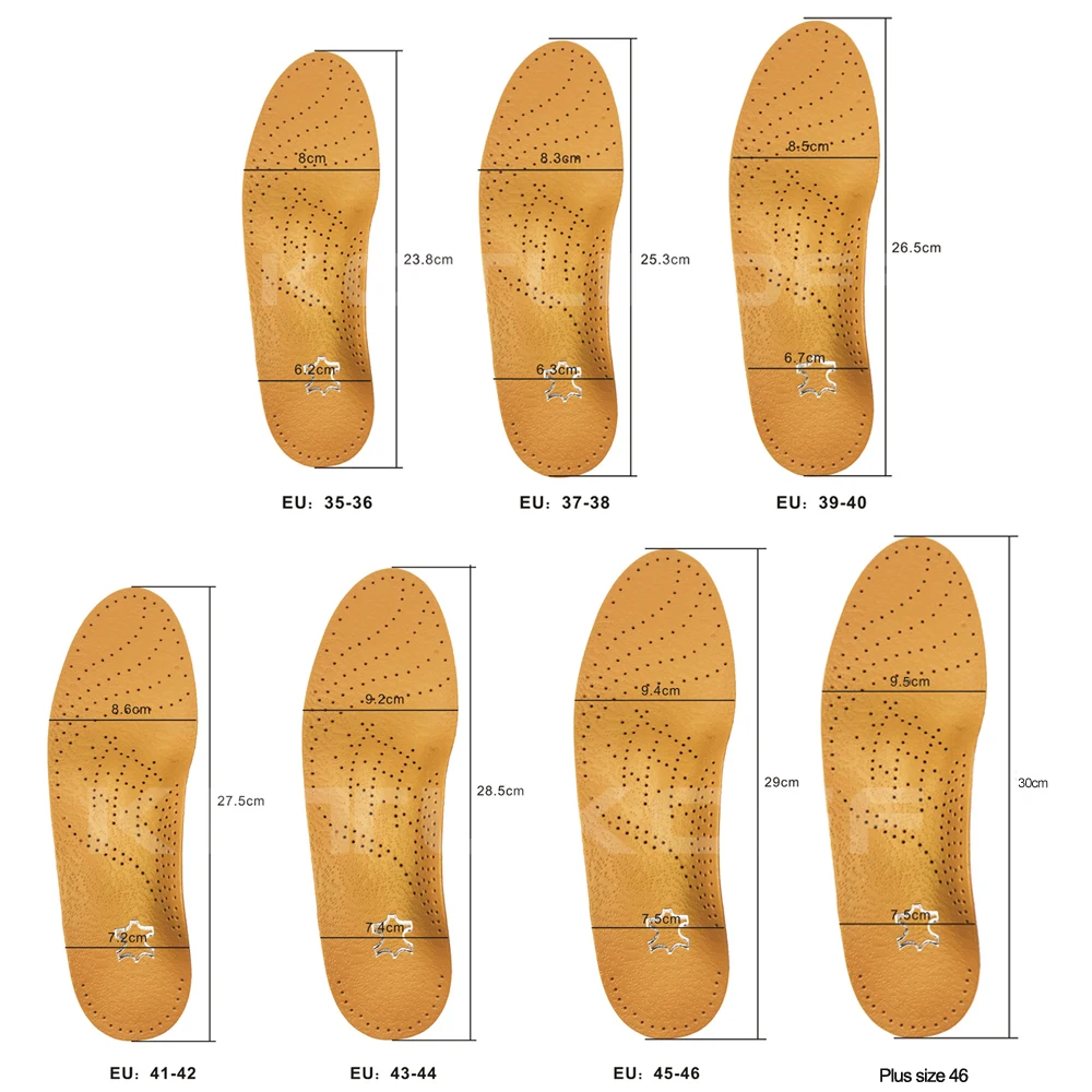 KOTLIKOFF Leather Latex Orthopedic Foot Care Insole Antibacterial Active Carbon Orthotic Arch Support Instep Flat Foot Shoe Pad