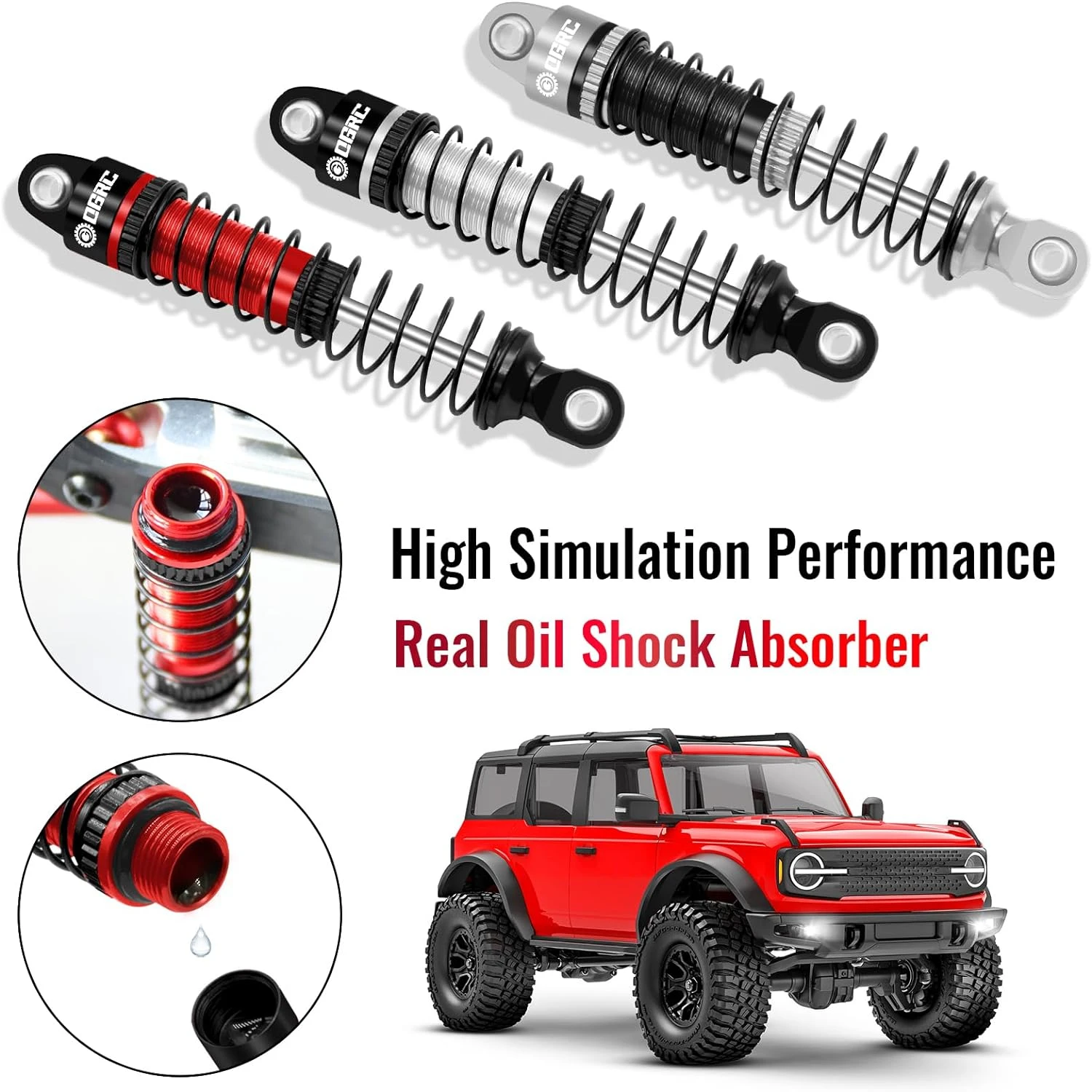 OGRC 60mm Oil Shock Absorbers Threaded Damper Threaded Shock Absorber for TRX4M 1/18 RC Crawler Car Parts Replace