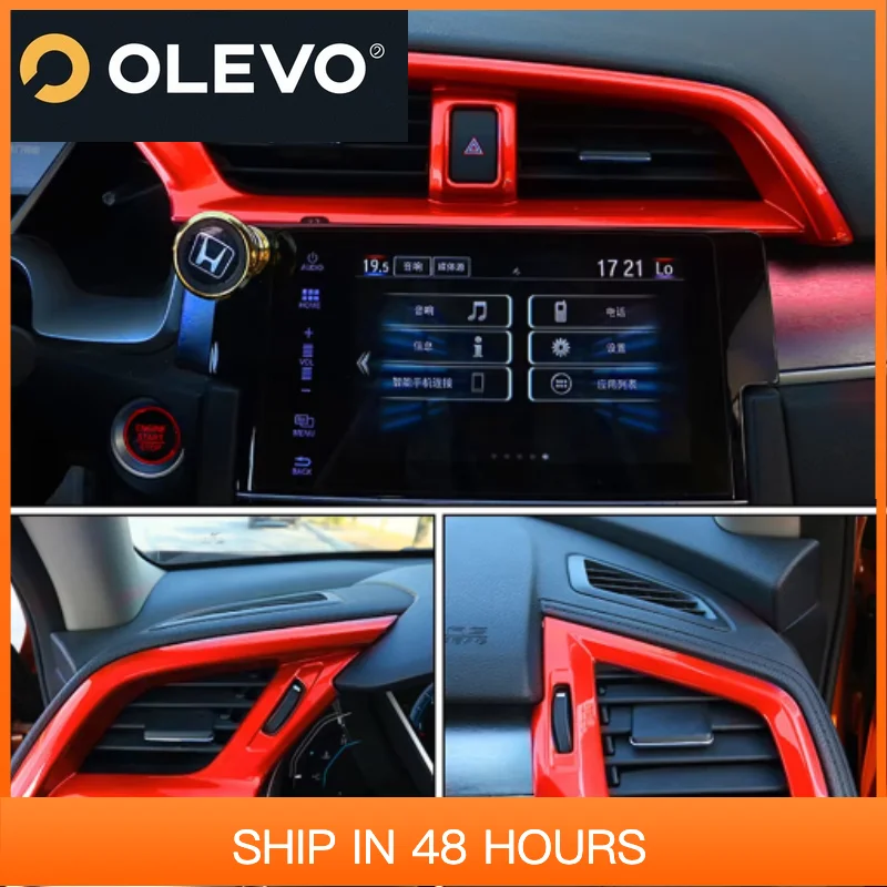 

Новый автомобильный кондиционер с левым рулем, установка вентиляционного отверстия из АБС-пластика, центральное управление, накладка на воздуховыпускное отверстие, наклейка для Honda Civic 10-2019, аксессуар