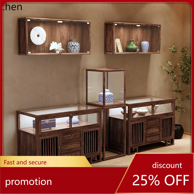 ZML Solid Wood Jewelry Display Counter Glass Container Exhibition Stand Showcase