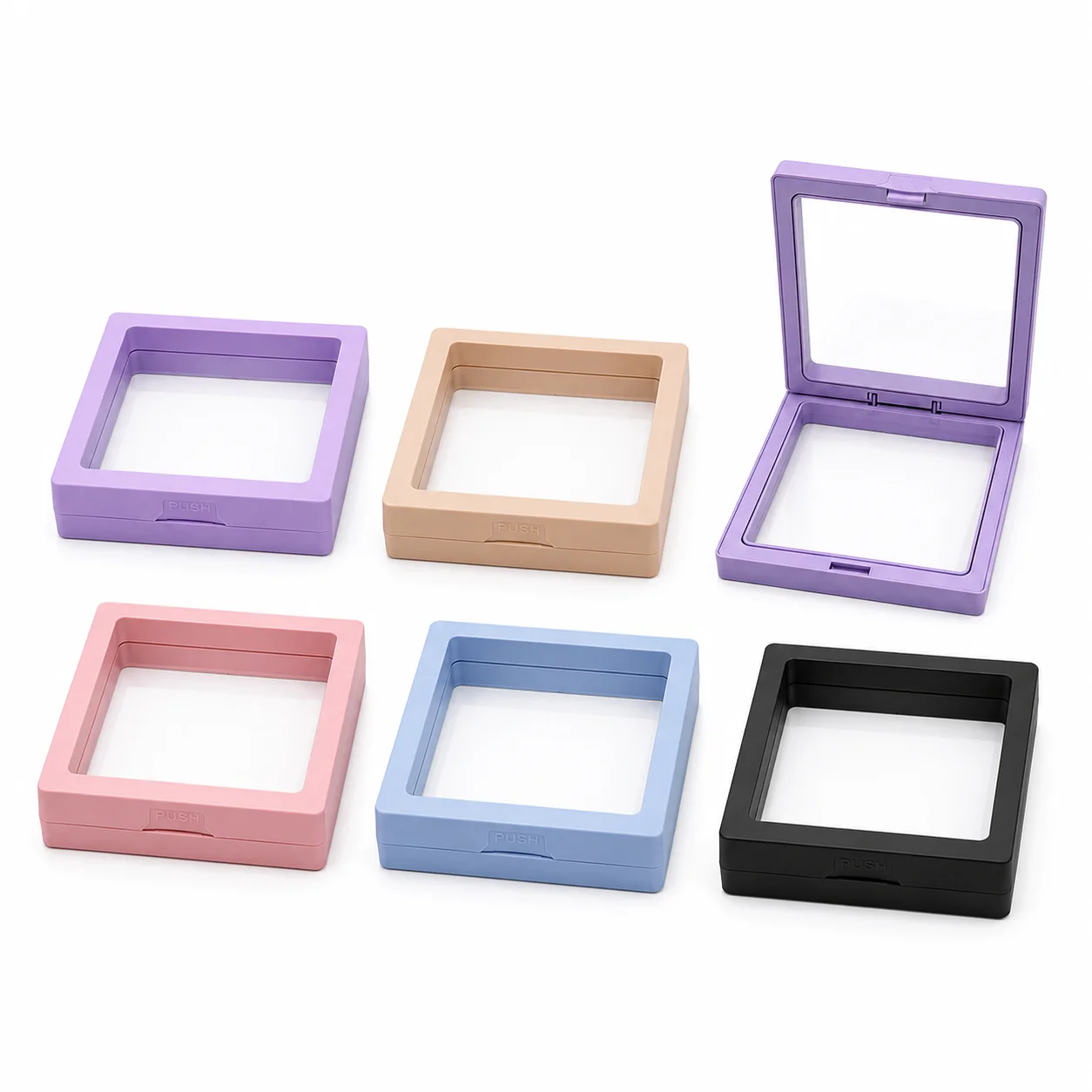 1Pc 7x7cm PE Membrane Jewelry Display Box 5 Colors Dustproof Anti-Oxidation for Earrings Necklace Ring Jewelry Packaging
