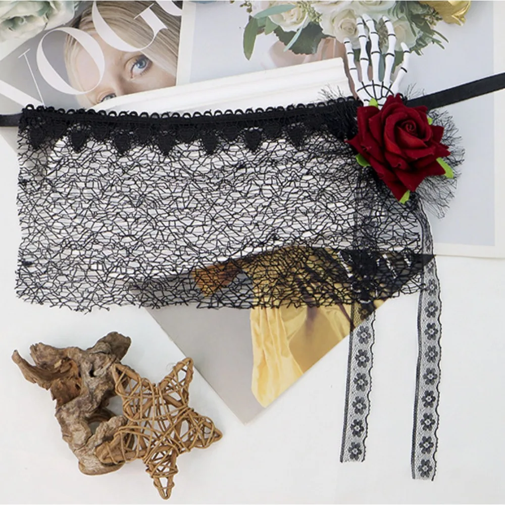 Mysterieus bloemensluier halfgelaatsmasker - elegant maskerade carnaval feestkostuumaccessoire