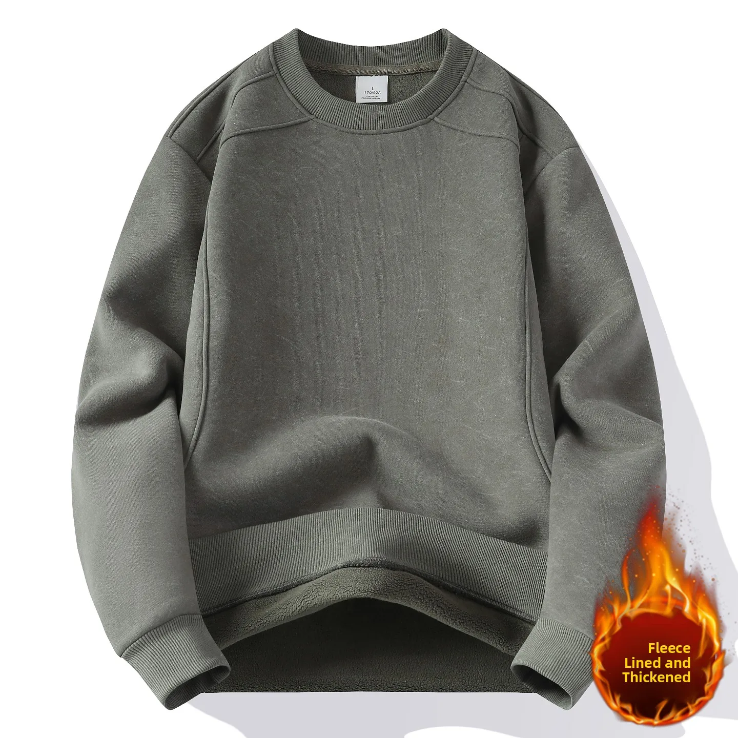 

2025 New Men's Fce Lined Thiened Casual Sweatirt Autumn Winter New Sle Warm Youth Loose Fit round Ne Pullover irt