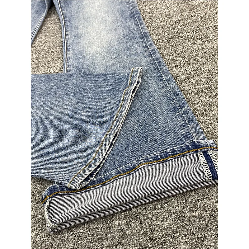 Frauen elastische Micro Flared Hosen Mode Denim Flared Hosen