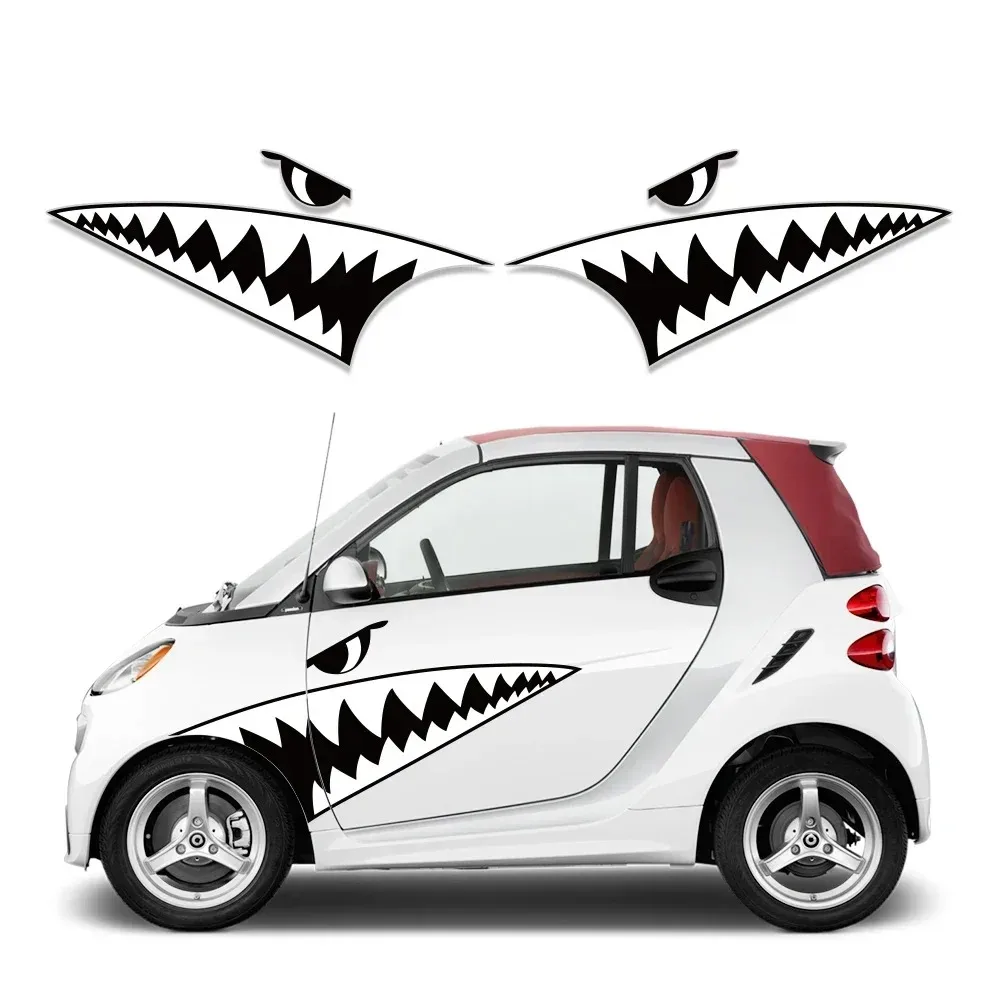 

Наклейка на автомобиль в виде акулы, милые мультяшные виниловые наклейки из ПВХ для Mercedes Benz Smart Fortwo W453 W451, аксессуары
