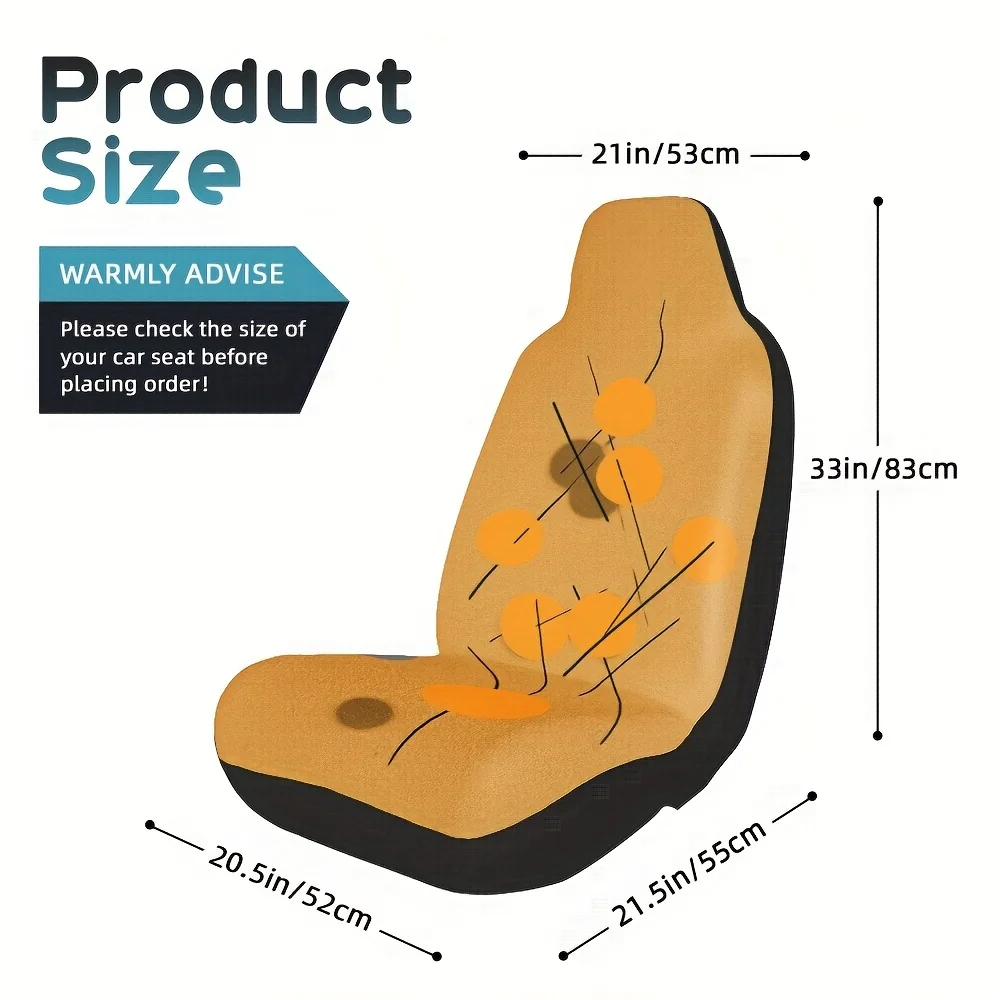 2pcs Modern Minimalist Abstract Golden Dots & Lines Print Front Seat Covers - Stylish & Car Interior Upgrades, Fit For Most Seda