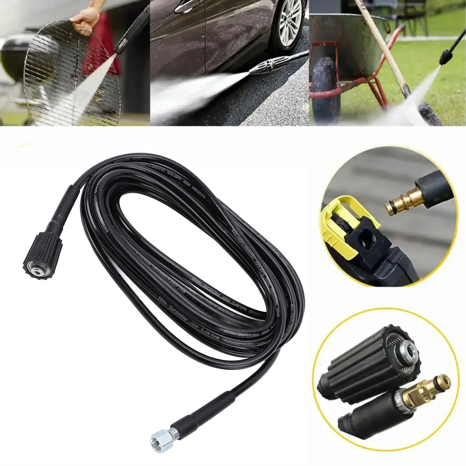 

Водяной шланг высокого давления, износостойкий резиновый металлический соединитель, сменный шланг для мойки высокого давления для мойки автомобилей, шланг для мойки высокого давления