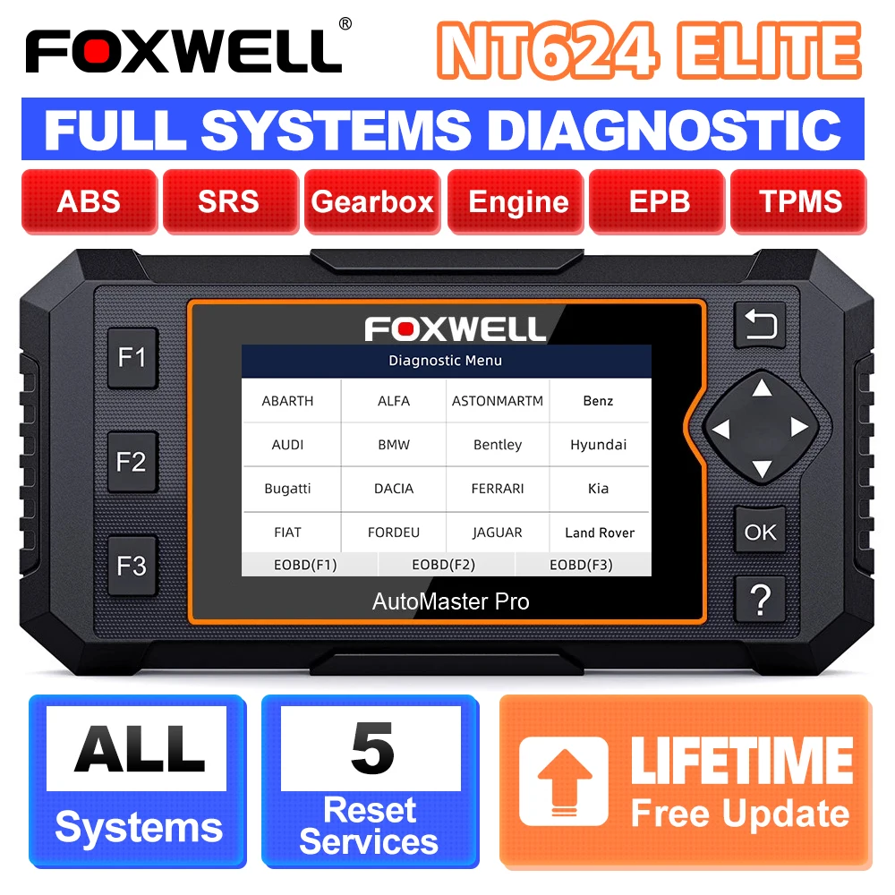 

Foxwell NT624 Elite OBD2 Automotive Diagnostic Scanner All System EPB Oil Reset Code Reader Engine Check ODB OBD 2 Car Tool