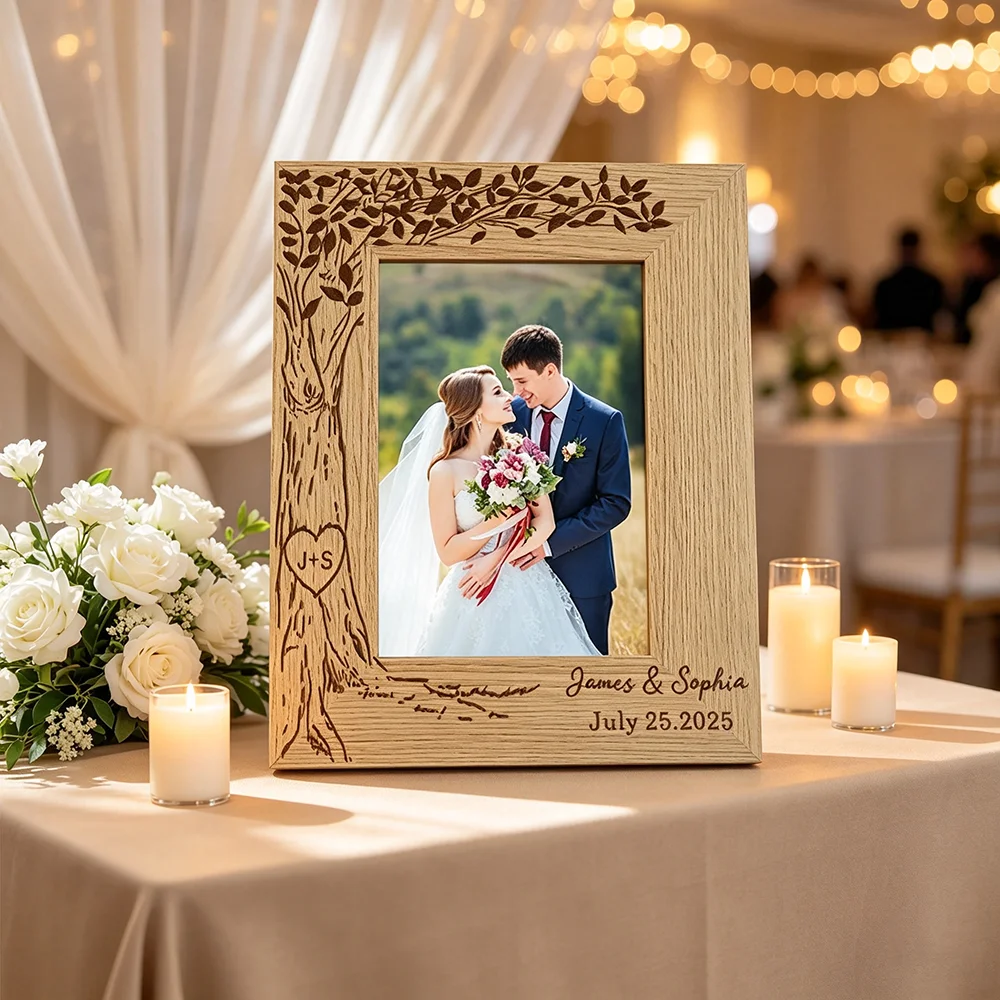 Engraved Wood Frame - Cadre photo en bois personnalisé, cadre