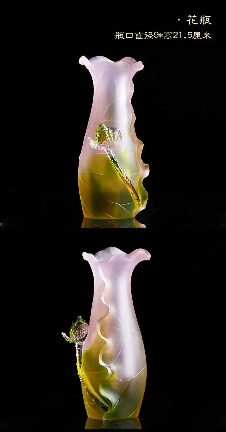 Glazed lotus vase supply plate, water purification cup supply set, ornament, Buddha utensil