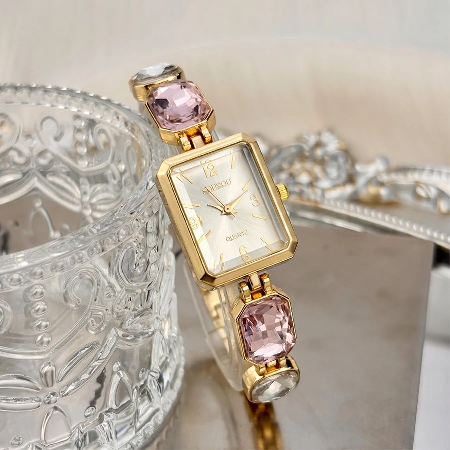 Luxury Watch Dial - Kadınlar İçin Moda Saati: Dikdörtgen Kadranlı