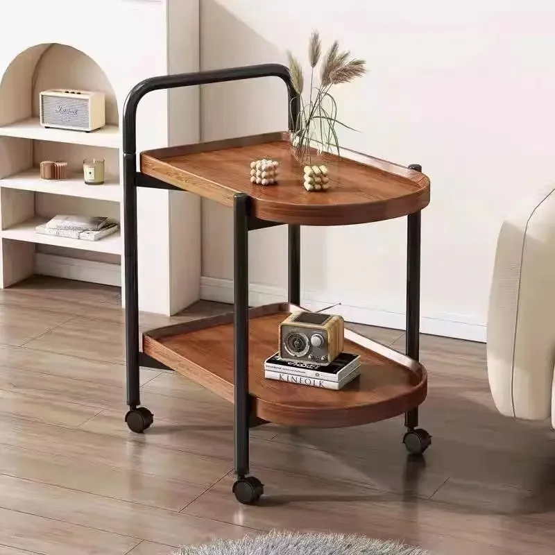 

Movable Small Coffee Table Trolley Living Room Sofa Side Table Mini Small Storage Rack Nordic Style Dining Cart with Wheels