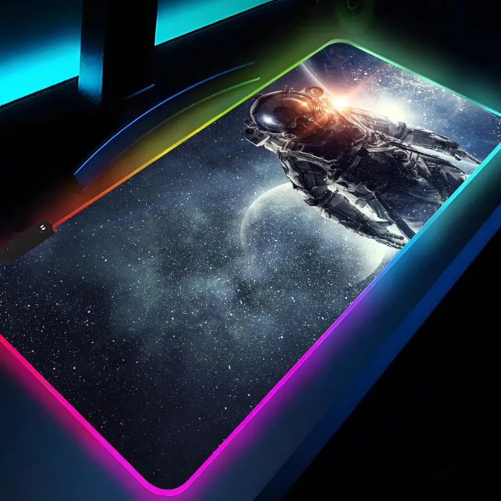 Astronaut Printing Mouse Pad Rgb Xxl Laptop Mat Gaming Mousepad Backlit Keyboard Gamer Girl Table Pads Desk