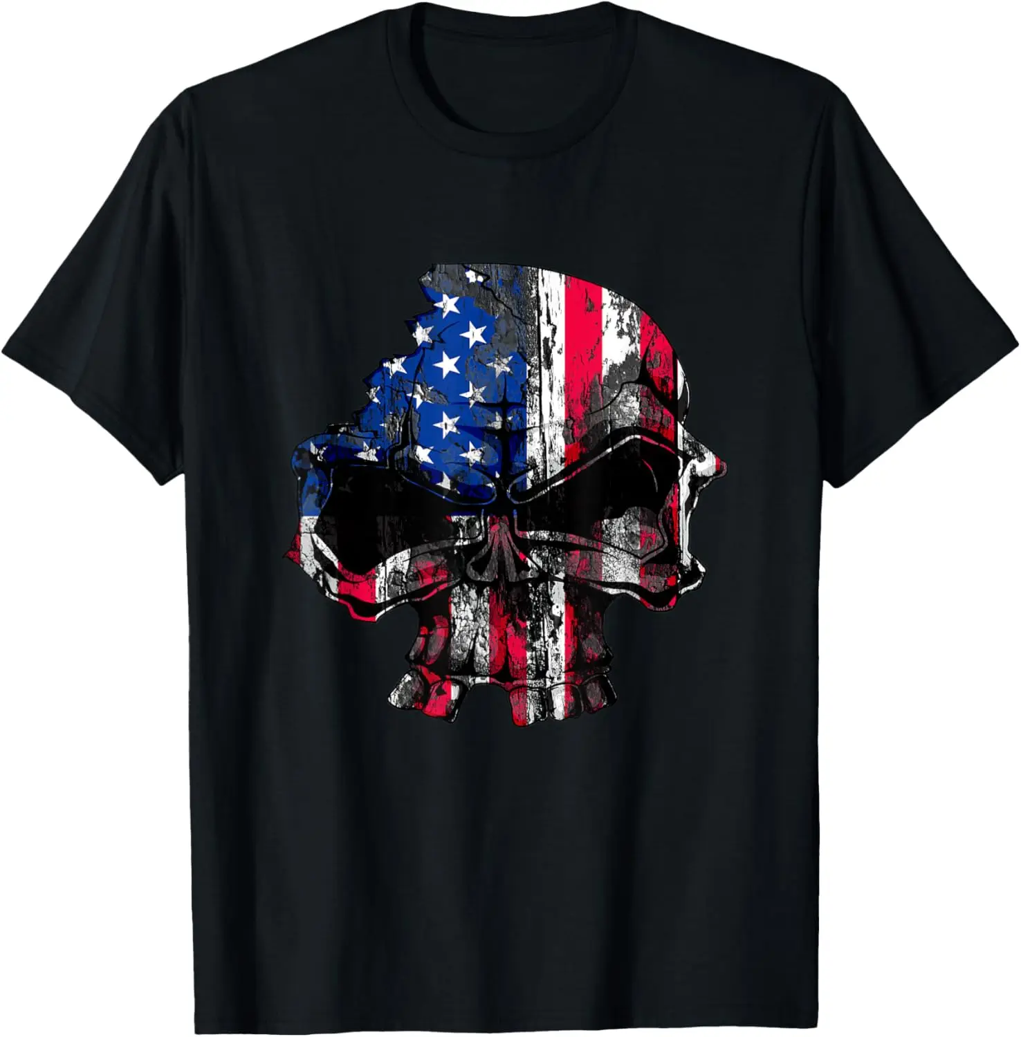 USA Military Skull American Flag Patriotic T-Shirt