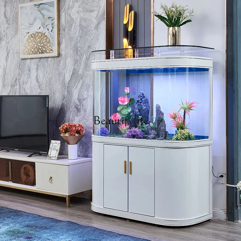 Living Room Home Large Bottom Filter Fish Tank Office Wall Ecological Glass Aquarium