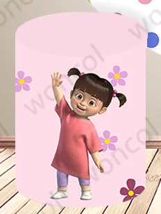 Boo خلفية مستديرة للفتيات لأعياد ميلاد الطفل خلفية Monsters، Inc. Boo Mike Wazowski James P. Sullivan غطاء أسطواني