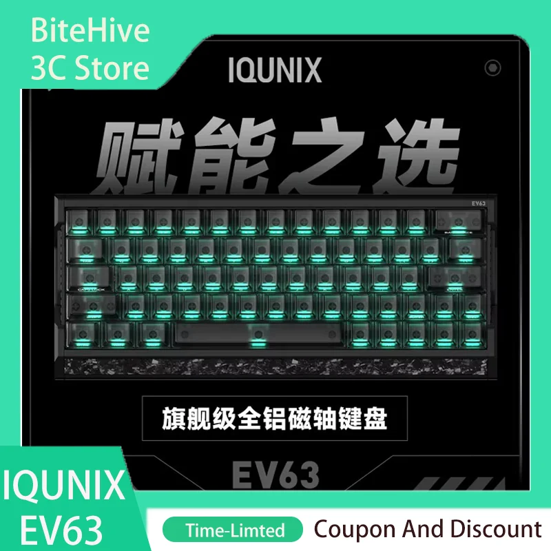 Teclado Gamer Magnético IQUNIX EV63 Flagship com Switches Magnéticos Jade Pro CNC em Alumínio, Valorant FPS Esports Gamer