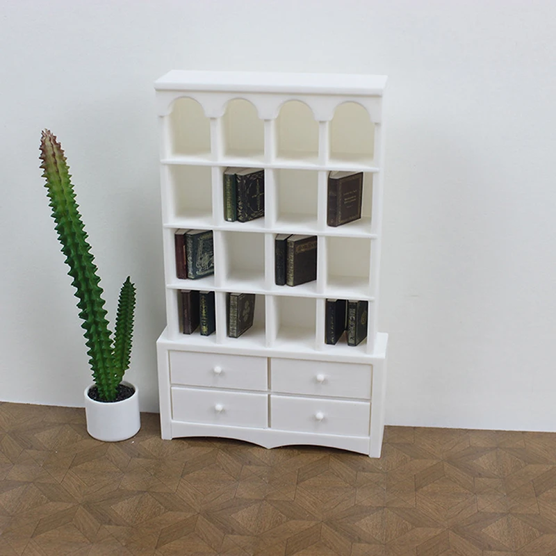 

Dollhouse Mini Furniture Scene Model Miniature Retro Bookcase Mini Storage Display Cabinet Bookcase Toy Doll House Accessories