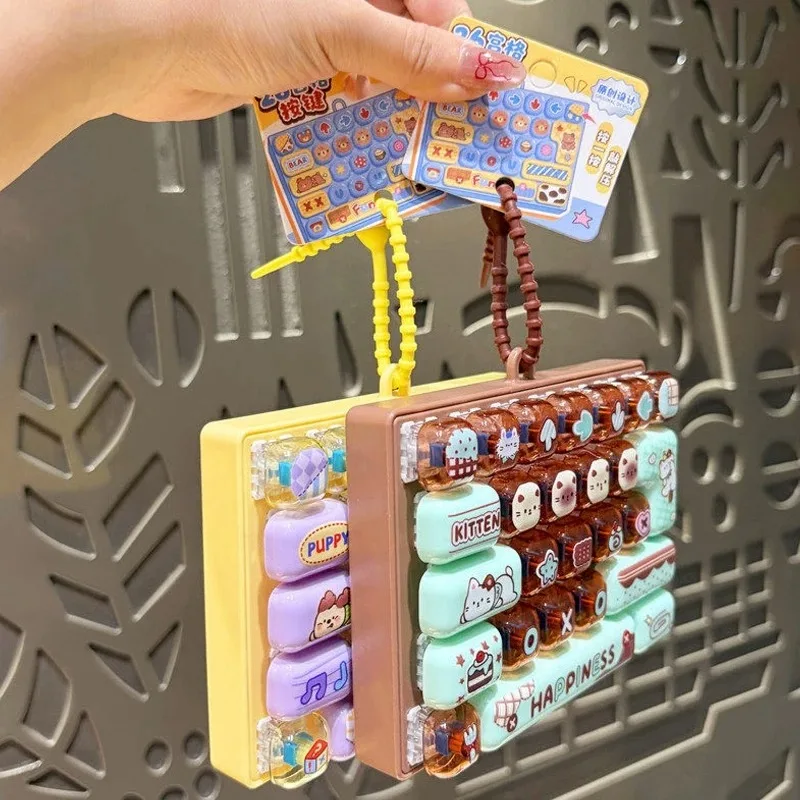 26Grid Keycap Clicker Anti Stress Fidget Keyboard Keychain Decompression Button Cartoon Hand Relax Party Favor Gift 26구 키캡 키링