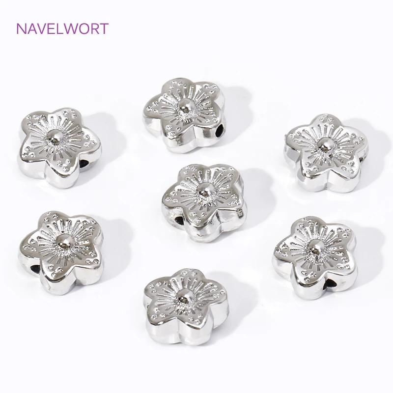 Beads Separator 18K Gold Plated Brass Plum Pattern Spacer Beads For Bracelet Making Accessories,DIY Jewelry Making Findings