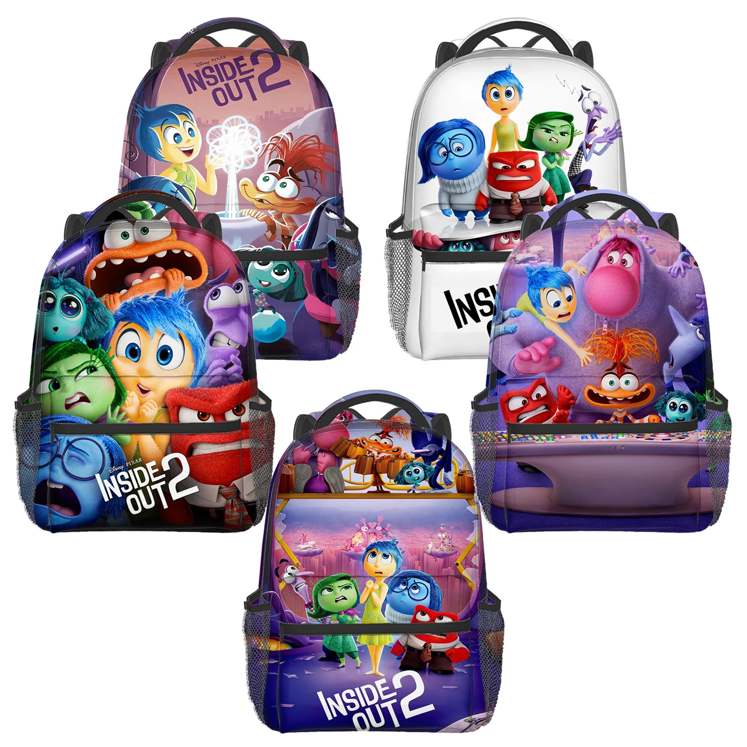 Inside Out 2 Disney Backpack Cartoon Full Printing Schoolbag Student Supplies Rucksack Gift Boys Girls Knapsack Children Outdoor