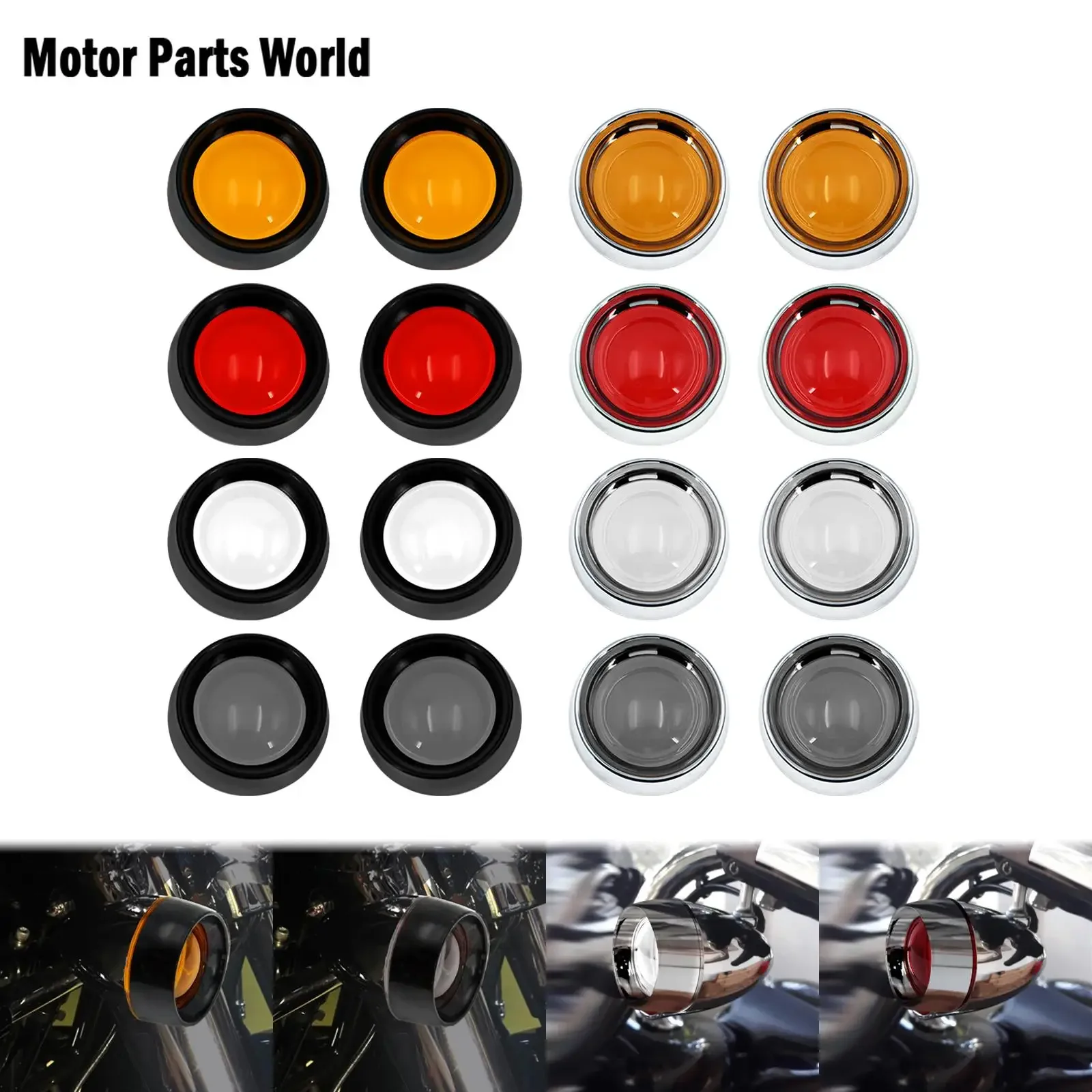 Motorcycle Turn Signal Lens Black/Chrome Trim Ring Visor For Harley Touring Street Glide FLHR Dyna Sportster XL883 1200 Softail