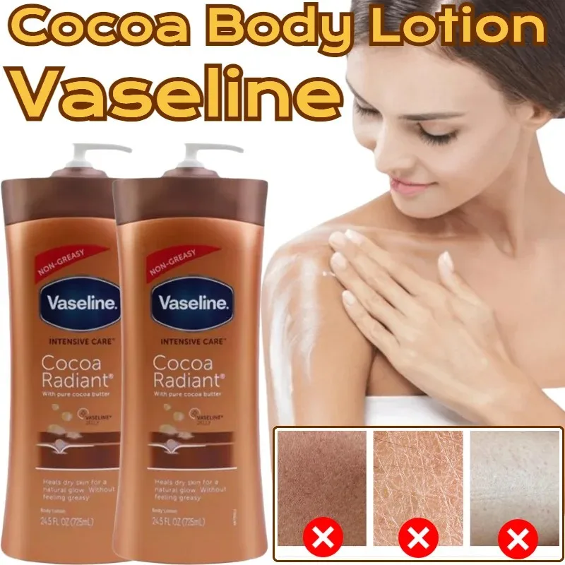 725ML Deeply Moisturizing Body Cream with Calming Illumination and Skin Soothing Cocoa Hydration - Vaseline Enriched