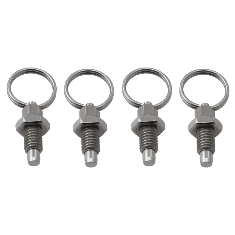 4 Pcs Stainless Steel Locking Pin Hand Retractable Spring Plunger with Pull Ring