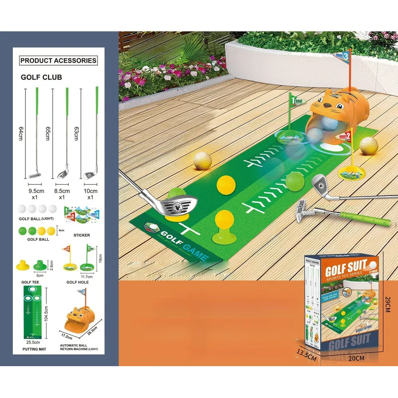 golf-game-mat-with-tiger-automatic-ball-returner-kids-training-play-set-indoor-outdoor-sports-leisure-toy