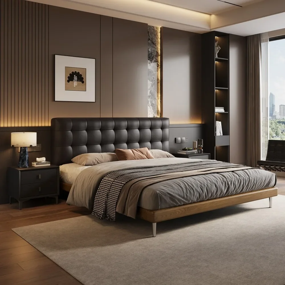 Vintage, Letto in Pelle, Doppio, Medievale, Waffle, Arte in Pelle