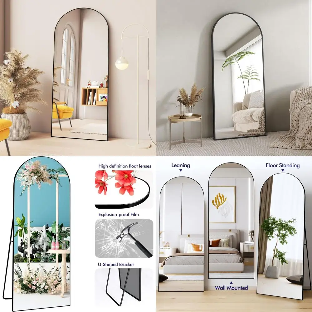 

Напольное зеркало Extra Large Arch - 71 x 32 дюйма, закаленное стекло HD, элегантный дизайн для домашнего декора, спальни, гостиной, черное