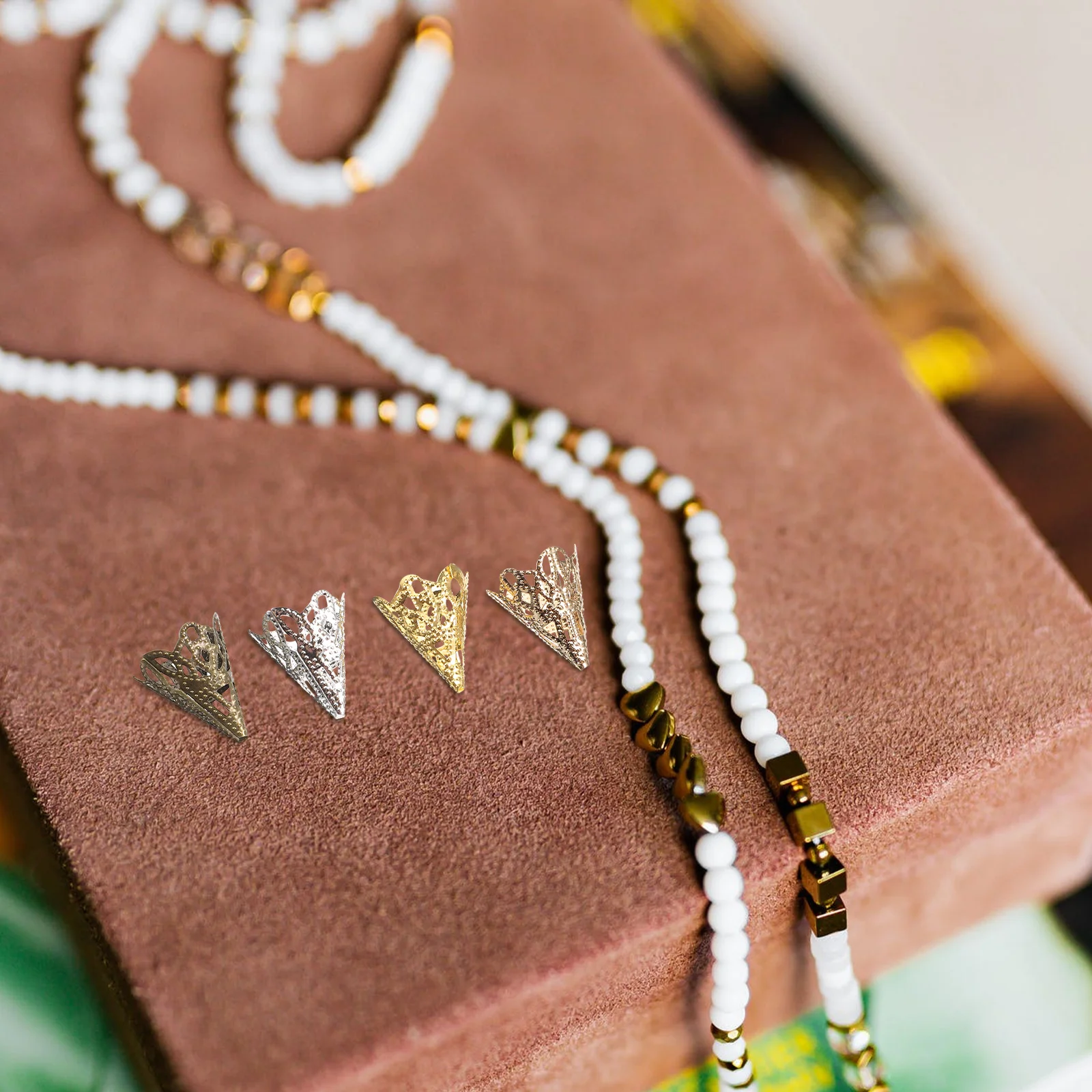 120Pcs No Fade Beads Caps for Long Term Wearing DIY Jewelry Making Materials Unique Shape Metal End Caps Metal Embellishments