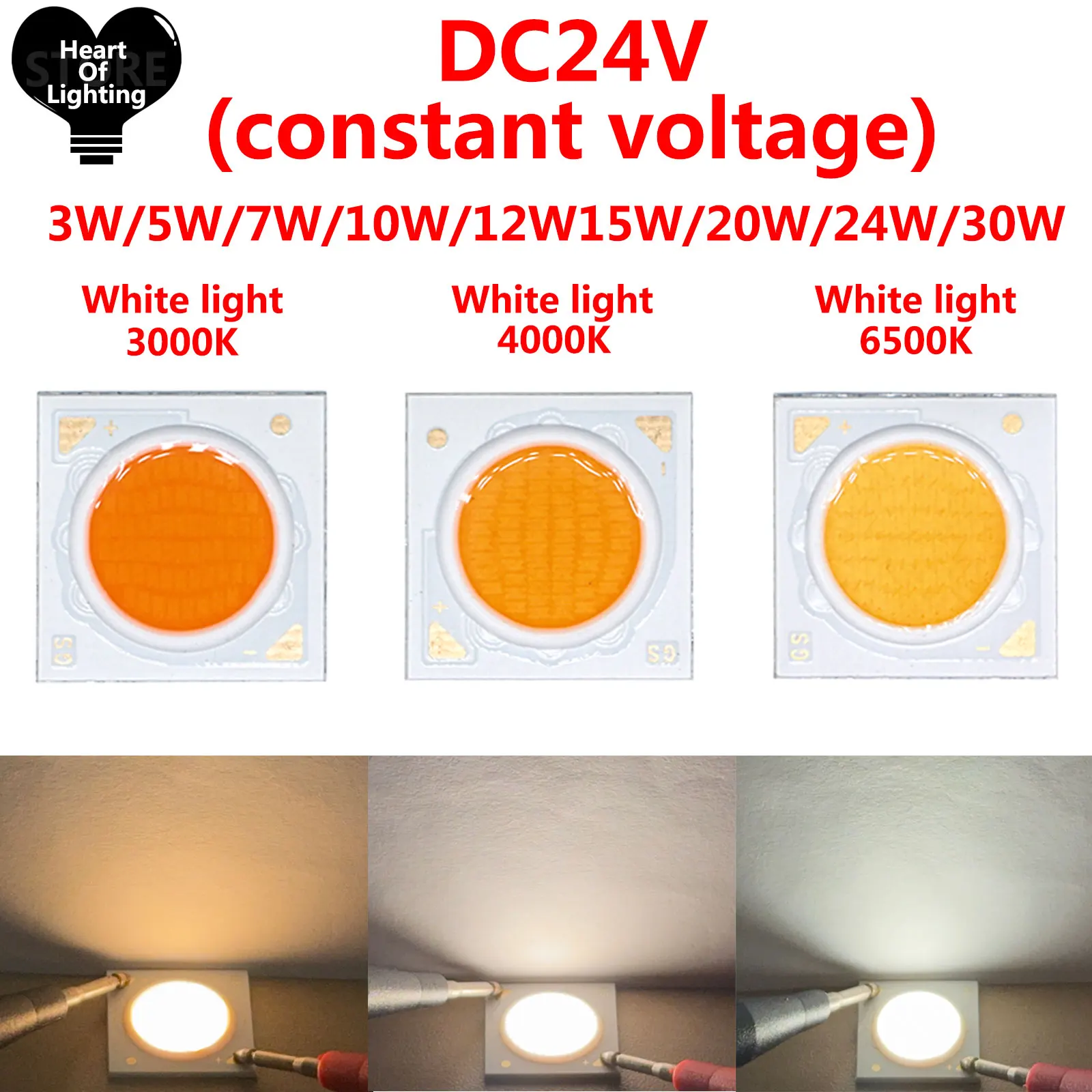 1PCS 3/5/7/10/12/15/20/24/30W LED COB beads DC24V 120Lm 6500K/4000K/3000K LED beads LED  bulb chips spotlights tube lights diode