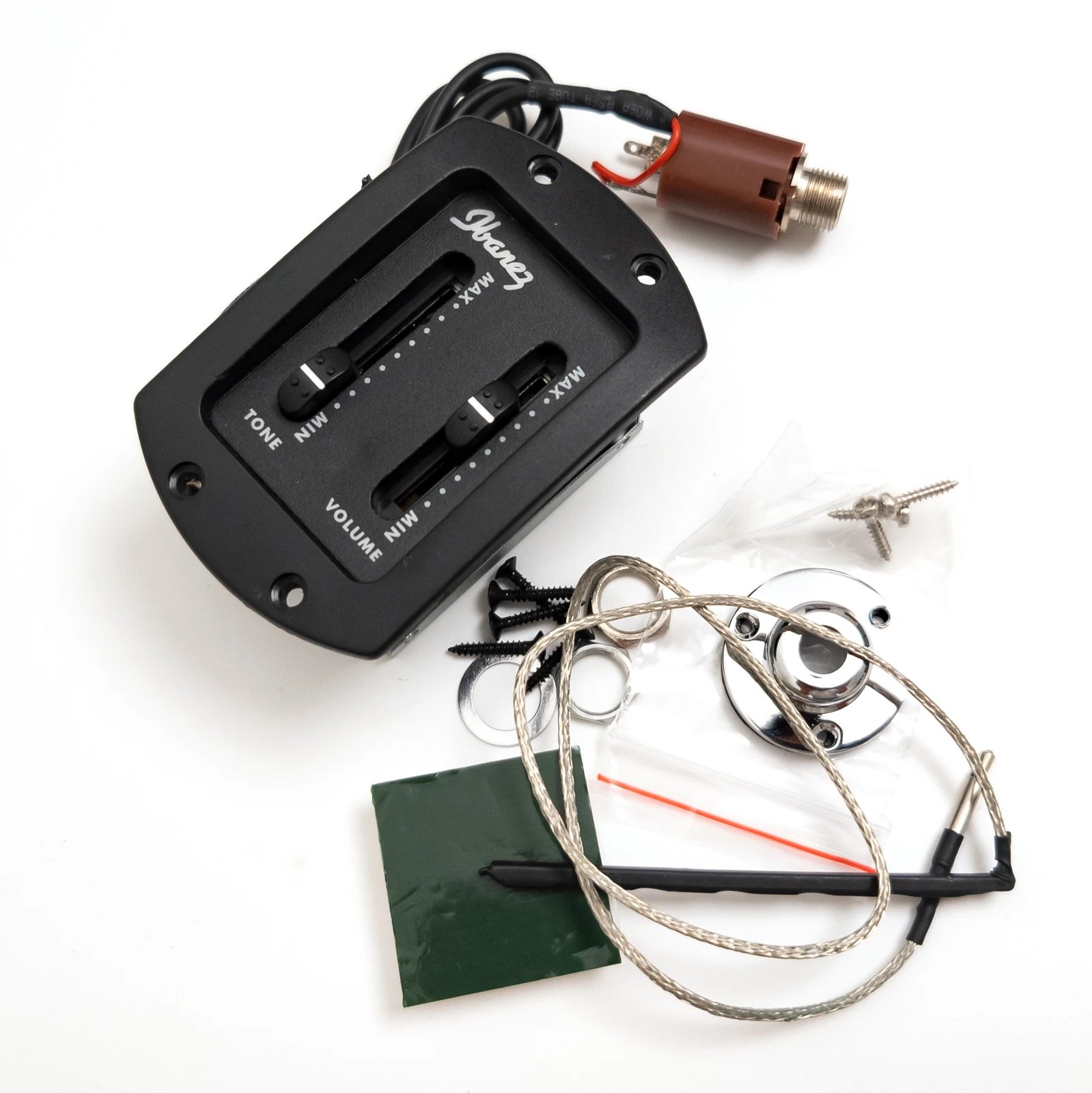 

2-Band Passive Acoustic Guitar Pickup EQ with Volume and Tone Control, Soundhole Preamp Equalizer Black