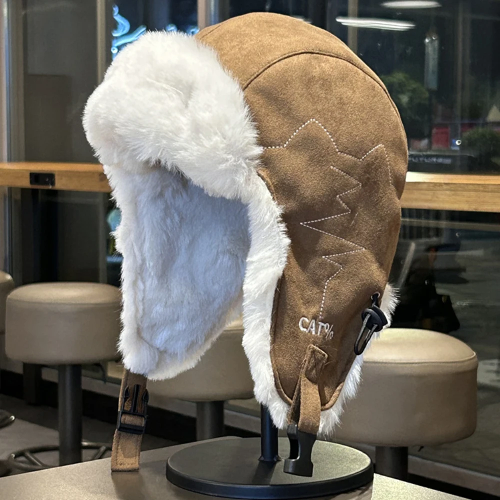 HT5017 الروسية قبعة جديدة سميكة قبعات الشتاء الدافئة للرجال النساء الصوف الفراء اصطف منفذها قبعة الذكور الإناث الثلوج تزلج الصياد إيرفلاب قبعة