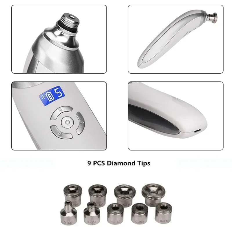 Portable Diamond Microdermabrasion Machine For Blackhead Removal Acne Clearning Skin Rejuvenation Home Facial SPA Tool