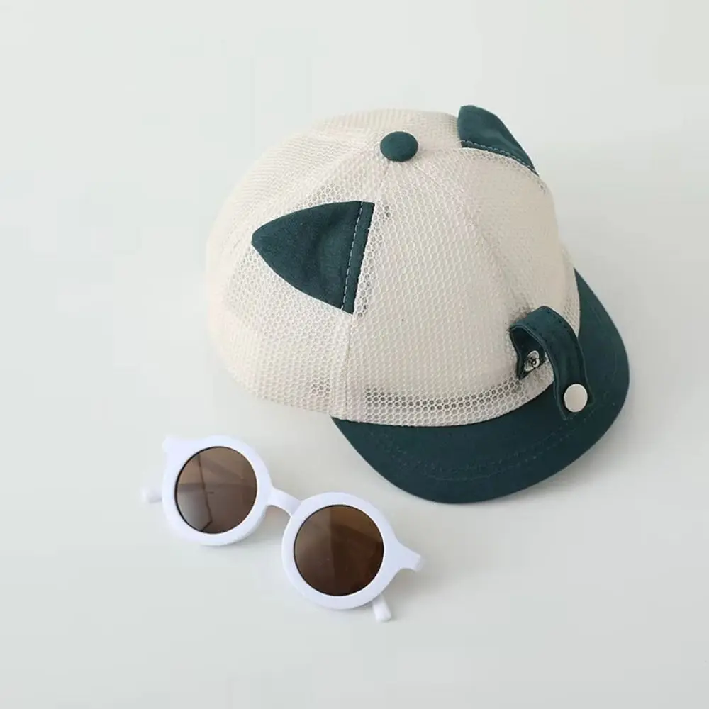 Mesh Children's Hat with Sunglasses Breathable Cat Ear Duck Tongue Cap Detachable Sunglasses Adjustable Infant Sun Hat Cycling