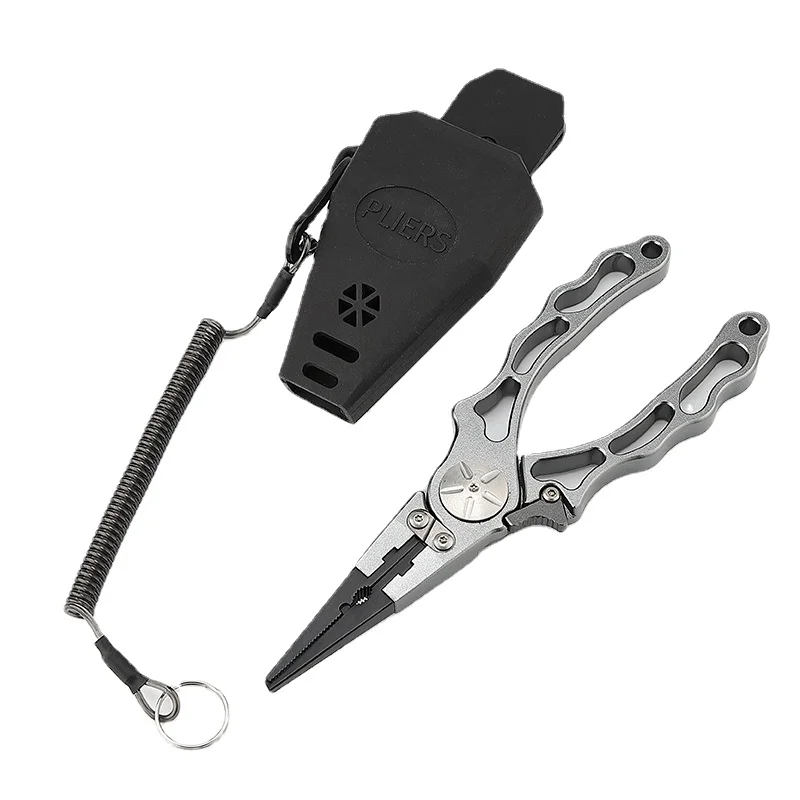 Aluminum Alloy Multifunctional Fishing Pliers High Hardness Tungsten Steel Blade Scissors Portable Hook Remover with Buckle