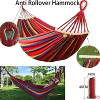 Hamaca de lona para acampar al aire libre, hamaca individual/doble de tela gruesa portátil antivuelco con bolsa de transporte para Patio, patio trasero