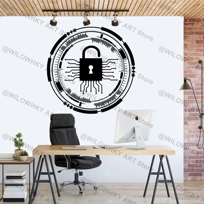 Circuit Board Chip Vinyl Wall Sticker Science Computer Software Technology Company Office Decoration Creative Wallpaper Decal