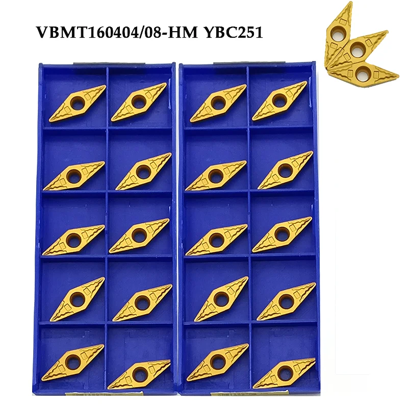 VBMT160404 VBMT160408 HM YBC251 YBC252 inserti in metallo duro tornio CNC originale utensile per tornitura in metallo VBMT 160404 lama per acciaio