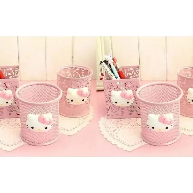 Hello Kitty Sanrio Animação Peripheral Pen Holder, Creative Kawaii Desktop Storage Box, Enfeites Periféricos Infantis, Atacado