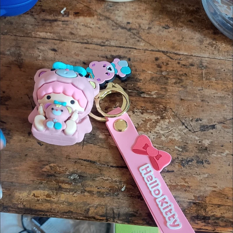 سلسلة مفاتيح سانريو ليتل توين ستارز باللونين الأزرق والوردي من مادة السيليكون لمنع فقدان مفاتيح السيارة لتزيين حقيبة ظهر الطالب #6