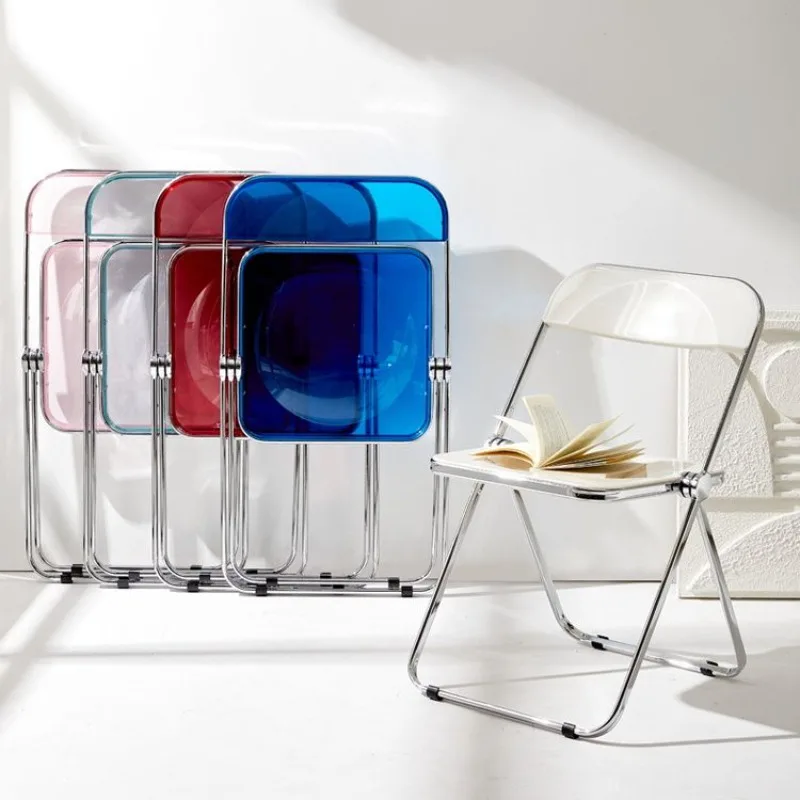 Transparent Acrylic Chairs Clothing Milk Tea Shops Minimalist Household Ins Dining Chairs Folding Chair Vanity Stools Ottomans